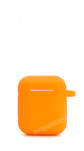 Защитный чехол для AirPods, плотный силиконовый однотонный, оранжевый 4665299803193 - фото 10590
