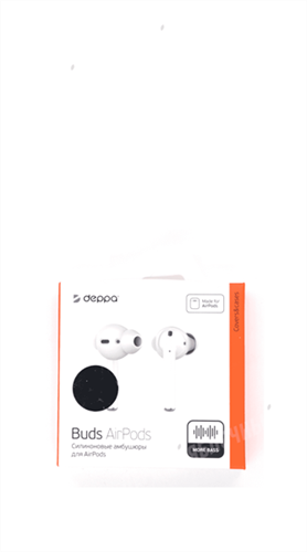 Силиконовые амбушюры c ушным крюком для наушников AirPods, Deppa, 2 пары + чехол, белый 47103 - фото 11047